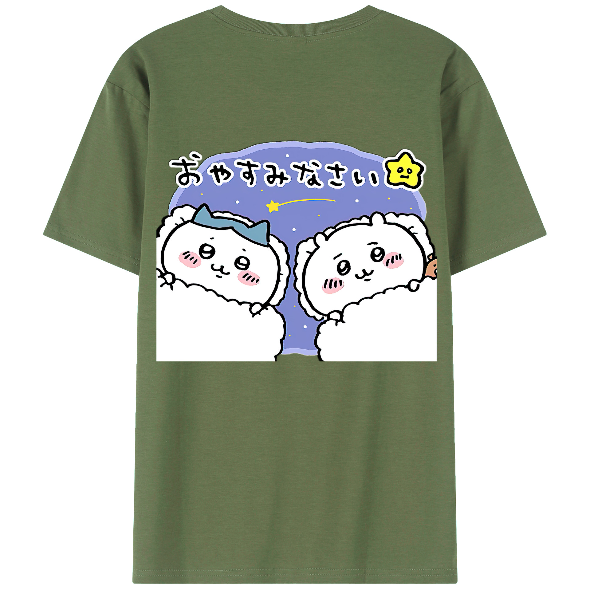 （画像用） ちいかわ ハチワレ Chii-kawa hachiware 綿100％ メンズ半袖Tシャツ（バックプリント） 通気性